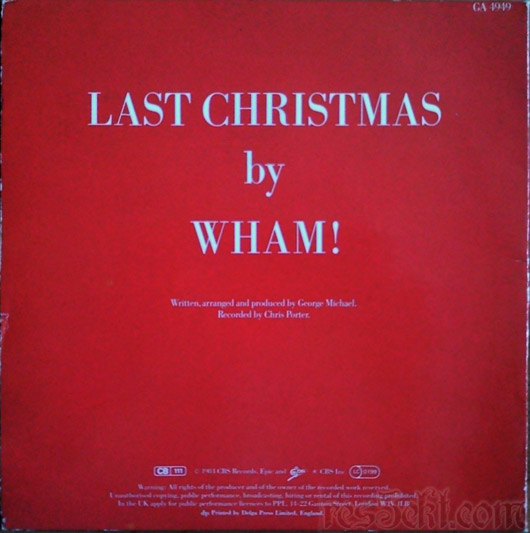 Wham! - Last Christmas 1985 7 vinyl cover